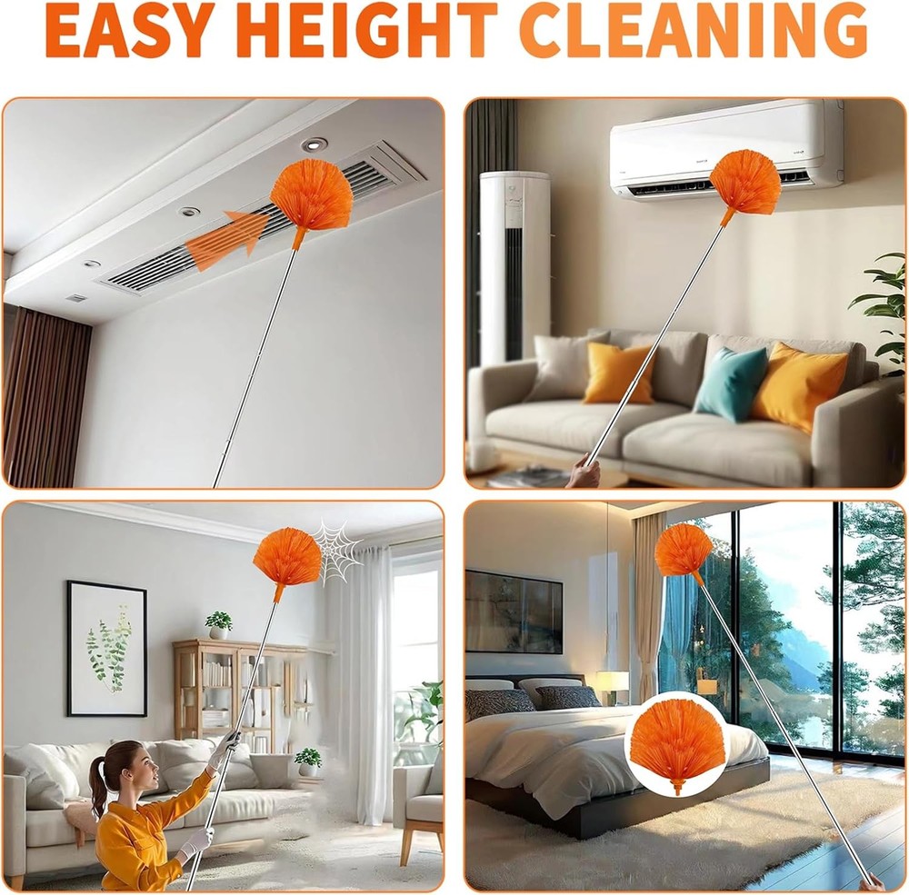 Cobweb Duster with Extension Pole, Cleaner Outdoor 110" Telescoping Extended
