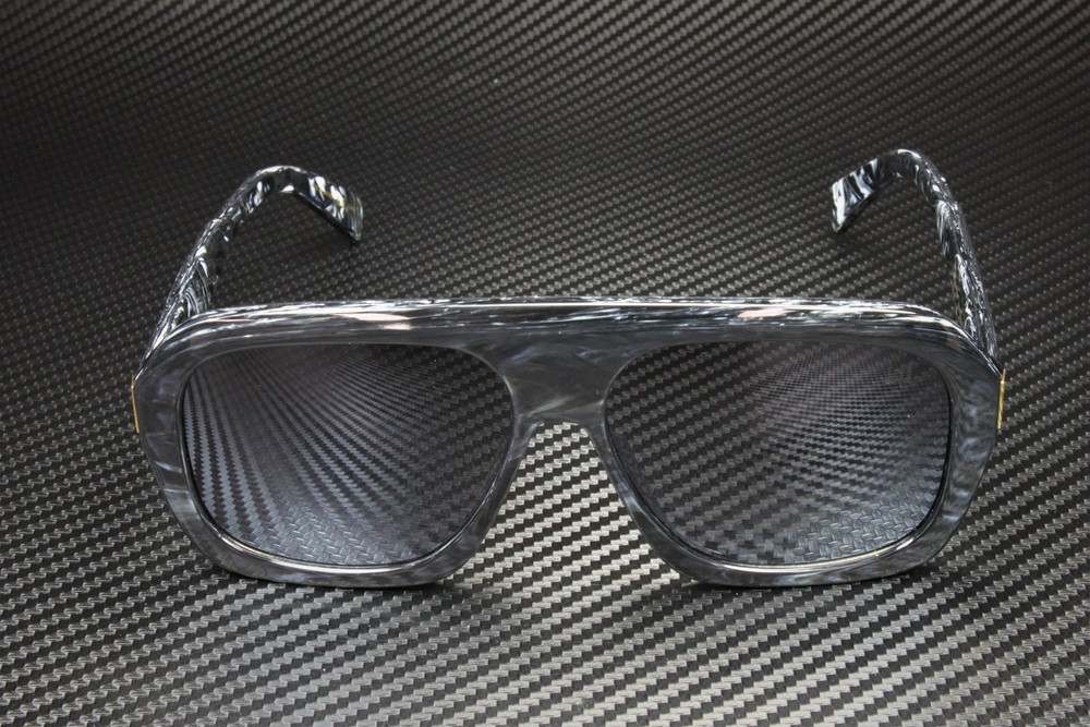 DUNHILL DU0022S 003 Rectangular Squared Black White Silver 59mm Men's Sunglasses