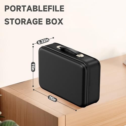 Fireproof Document Box,Fireproof and Waterproof Document Safe,Portable black