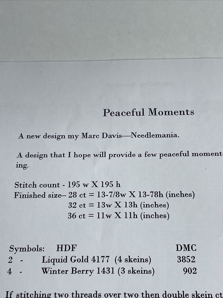 Needlemania by Marc - Peaceful Moments - Cross Stitch Pattern