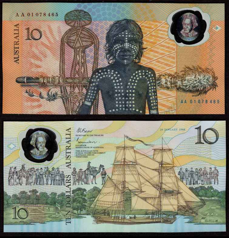 AUSTRALIA 10 Dollars Series AA P49b CU