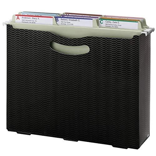 Poly File Box, 3" Expansion, Die-Cut Handles, Letter Size, Black Wave Pattern