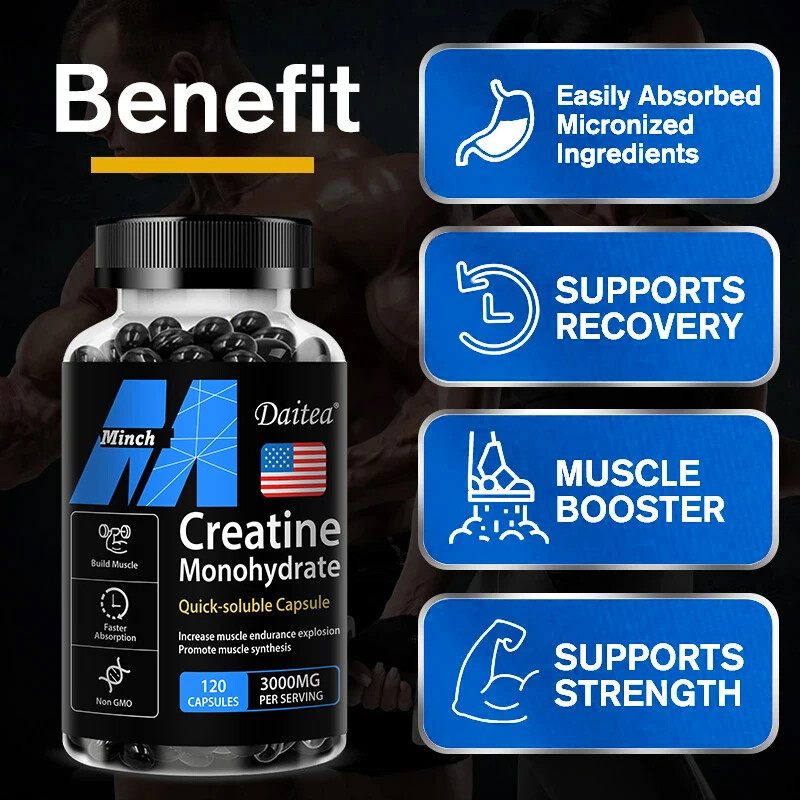 Creatine Monohydrate Capsules - 120 Capsules, 3,000mg per Serving