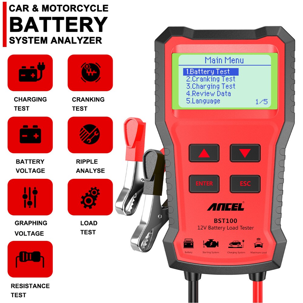 ANCEL BST100 Car Battery Tester 12V 100-2000 CCA Load Tester Digital Analyzer