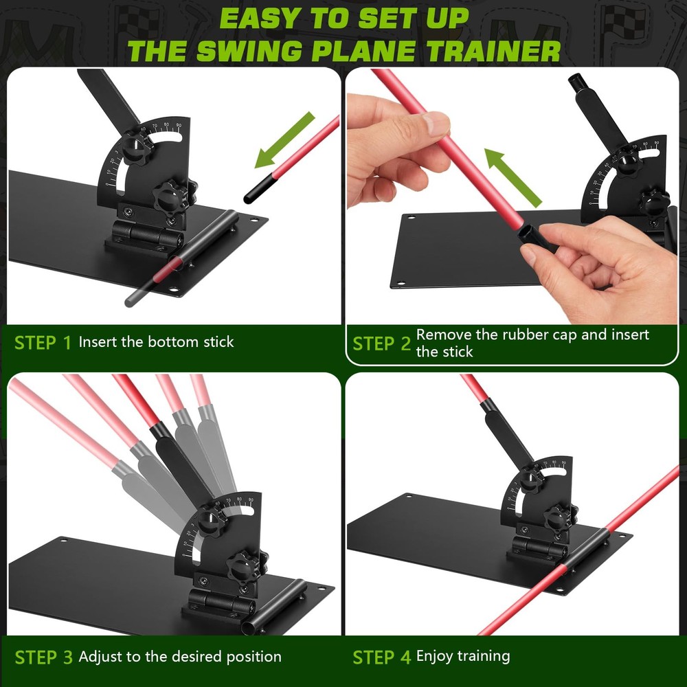 Pro Golf Alignment Sticks Holder – Adjustable Swing Plane Trainer with Weight...