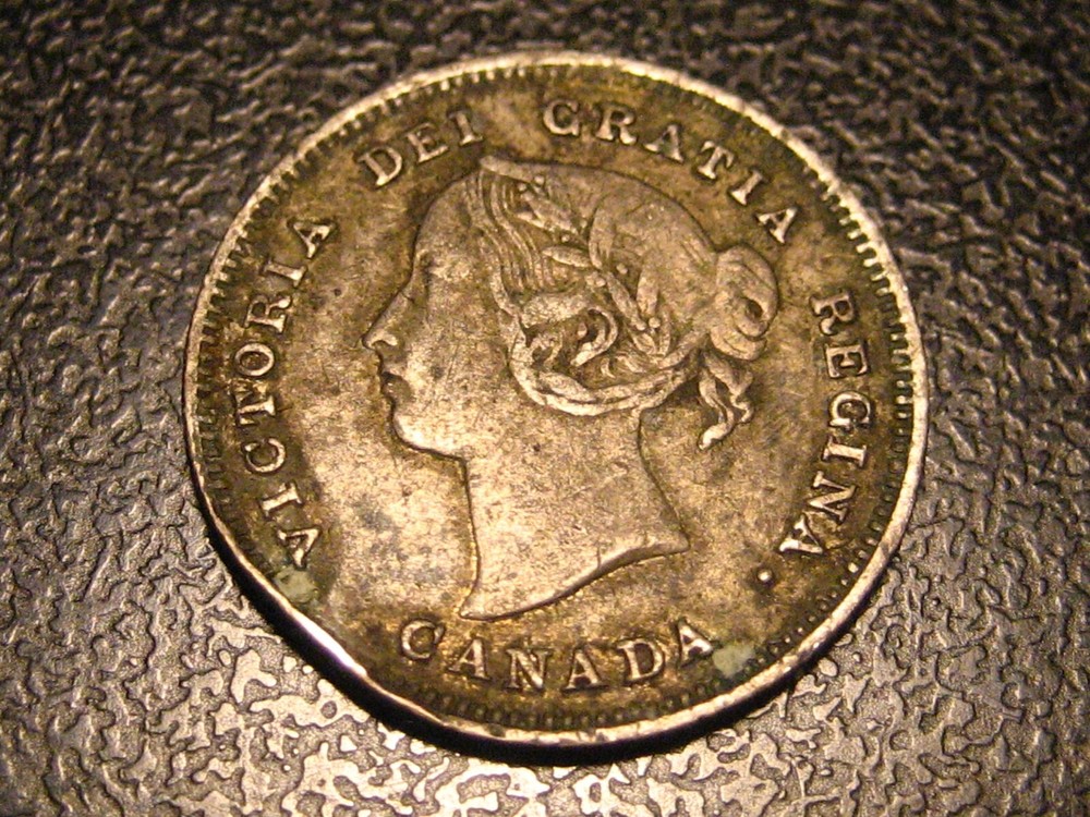 1891 Obverse 2 Canadian Five Cent 92% Silver Piece #1