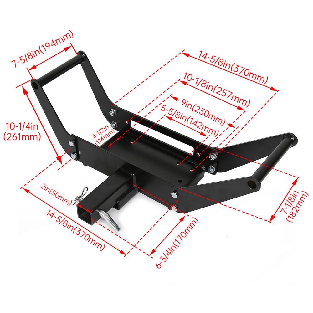 Winch Mounting Plate Bracket Foldable Cradle For Towing Trailer Off-Road