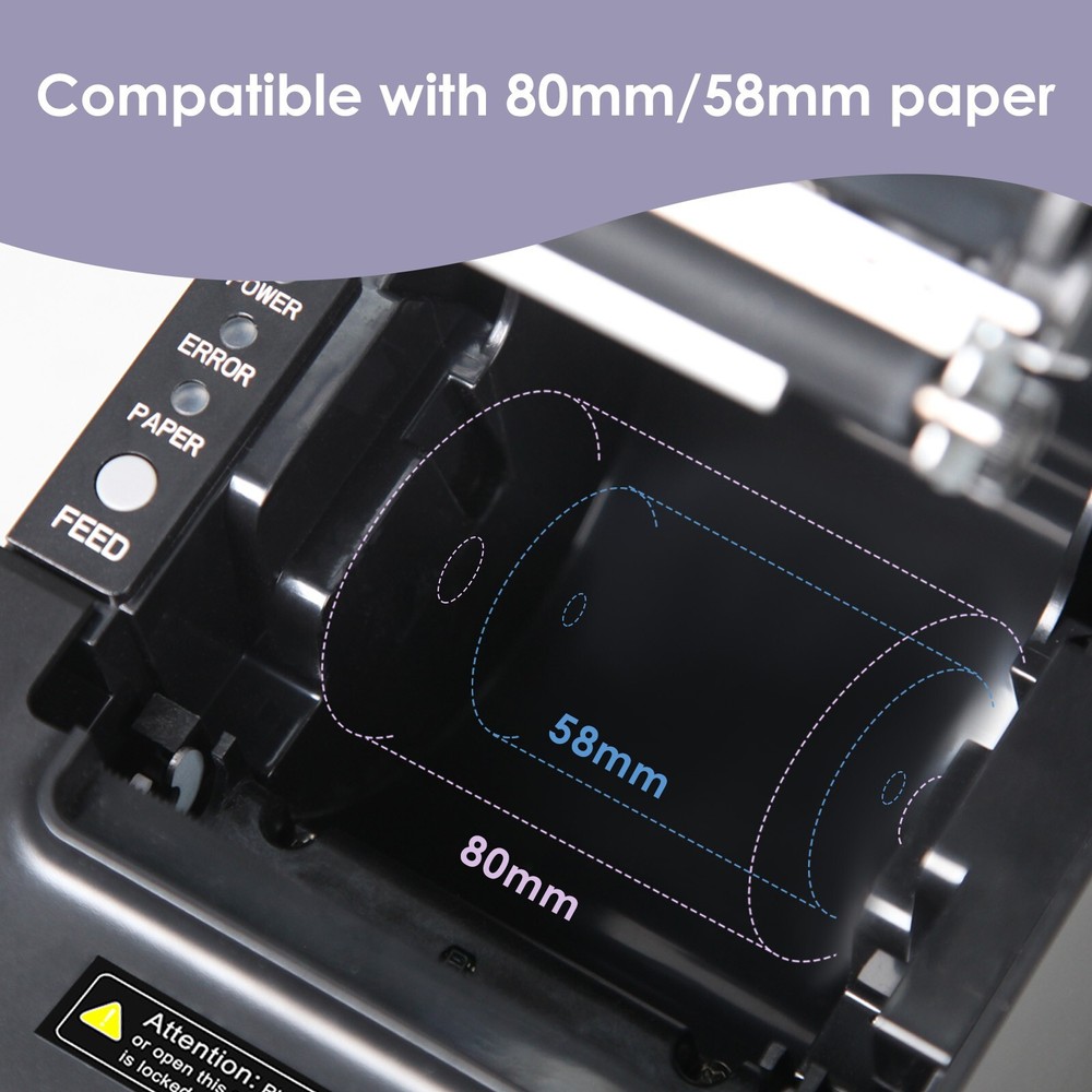 Thermal Receipt Printer 80mm POS Label Printer Serial USB Network Interface