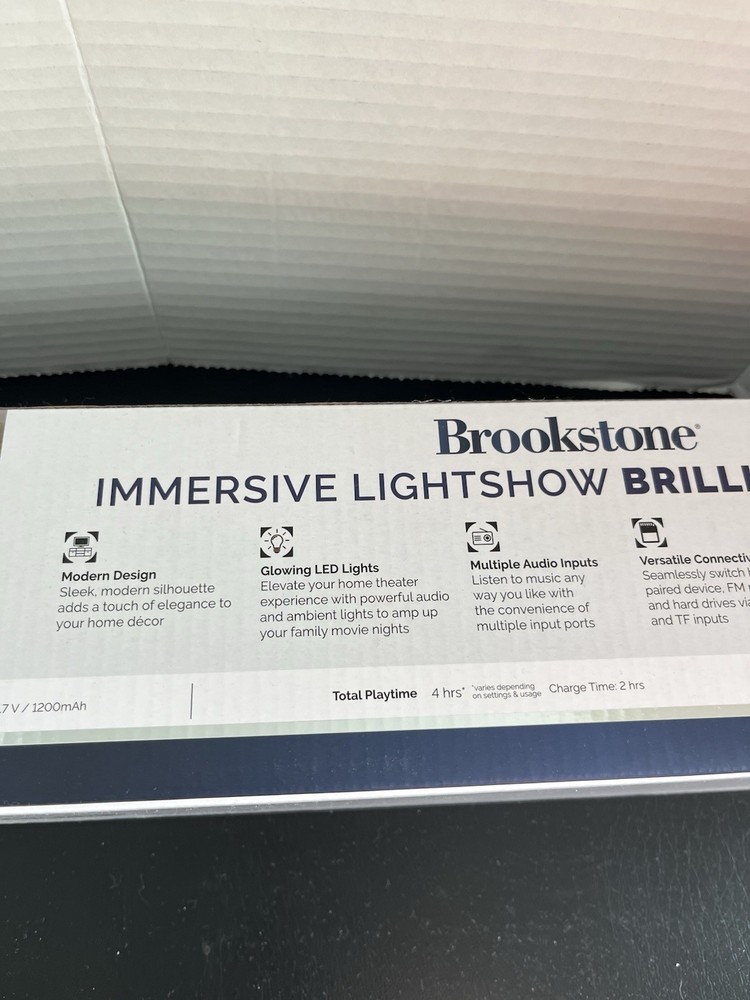 Brookstone LED Wireless 17.7" Soundbar LED Lights Bluetooth Multiple Inputs USB