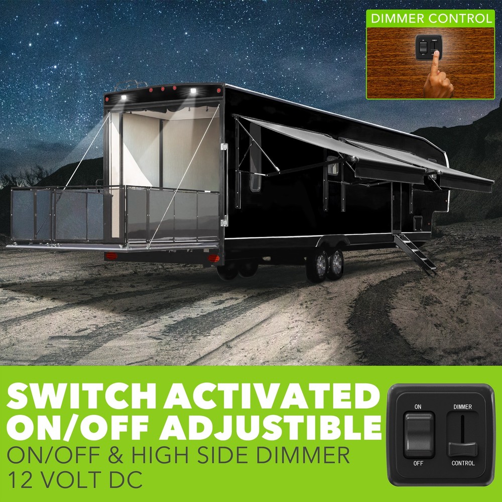 LED Dimmer Switch 12V on-off Light RV Motor Home Camper Trailer Black 12 V