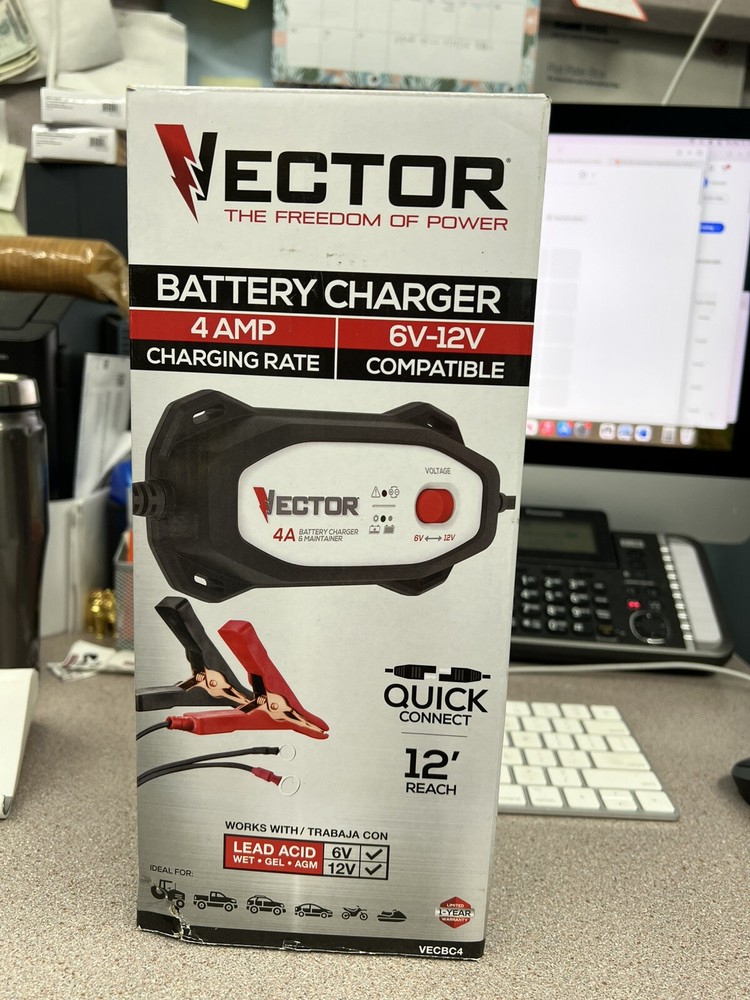 VECTOR VECBC4 4 Amp Battery Charger/Maintainer New