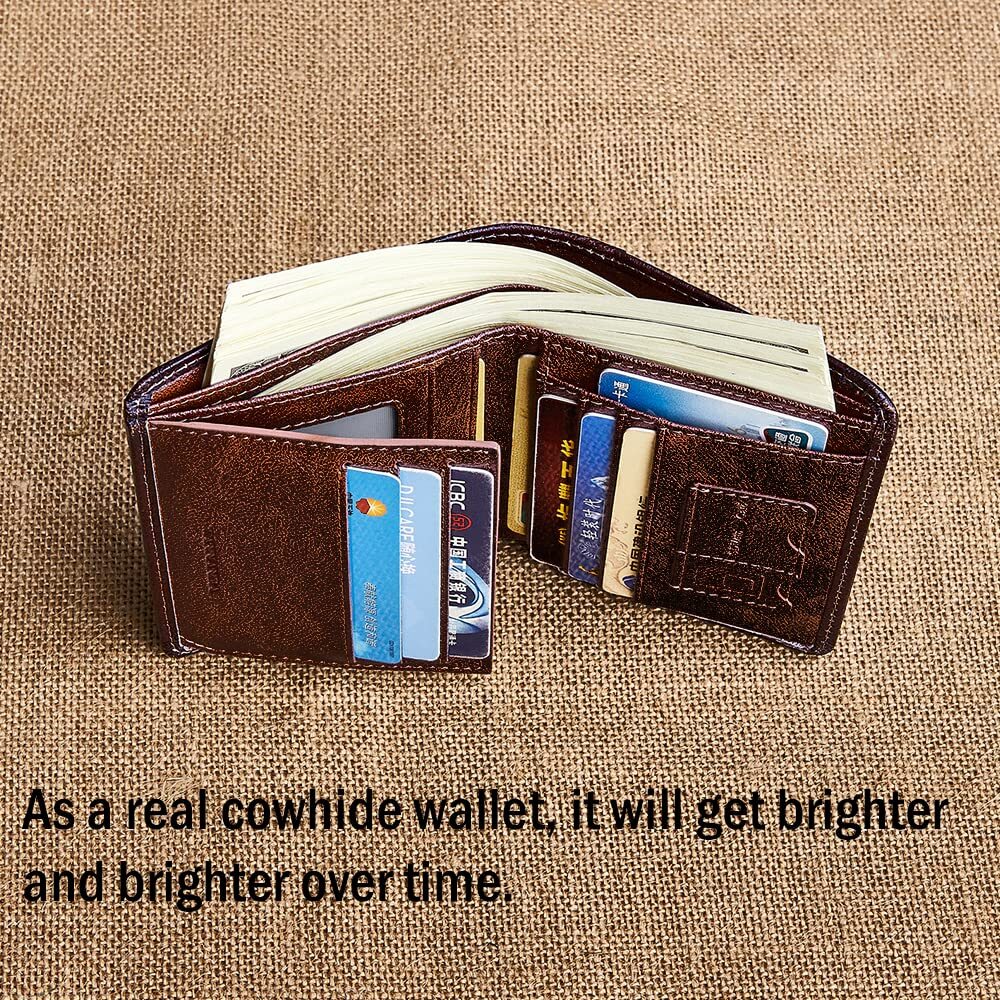 Trifold Wallet for Men RFID Blocking Leather WalletsLarge Capacity Wallet wit...