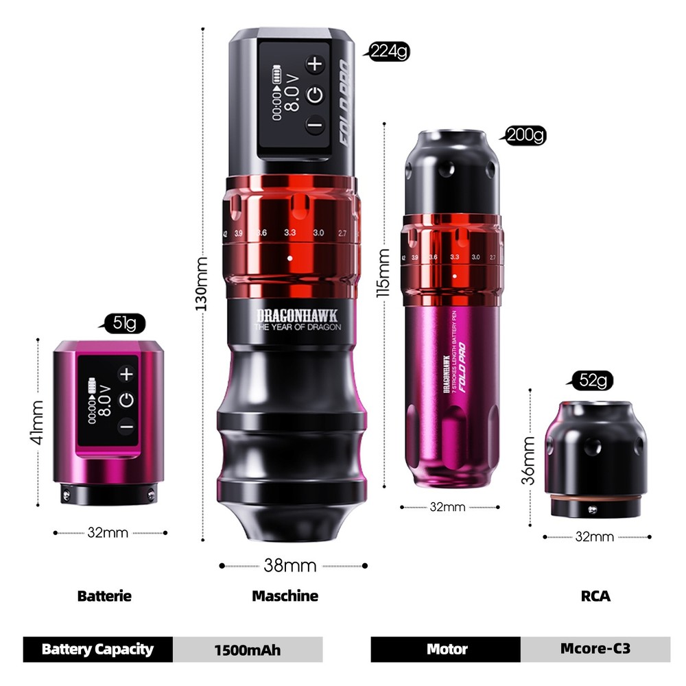 Year of Dragonhawk Fold Pro Machine Pen with Two Batteries