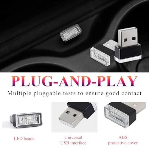 4 PCS USB LED Car Interior Atmosphere Lamp, Plug-in USB Interface Trunk Purple