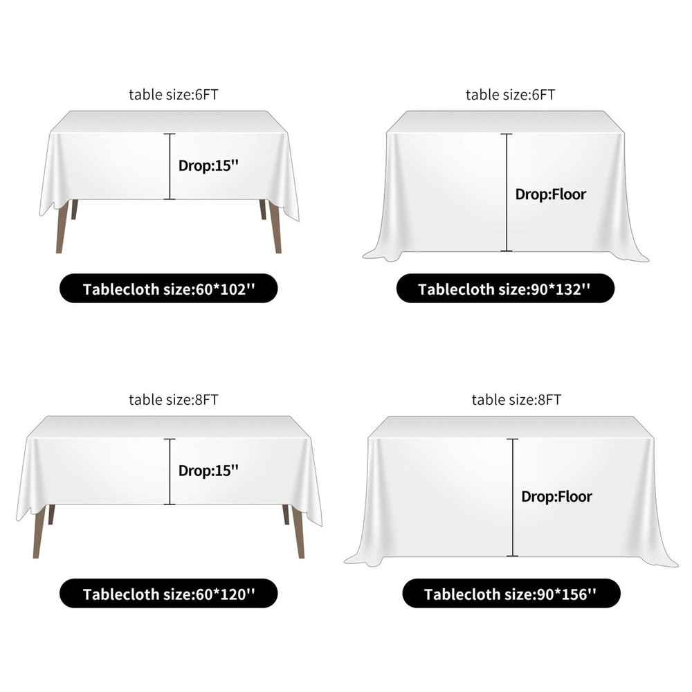 Ascoza 2pack 60x120 Inch Ivory Rectangular Tablecloth 6 Feet Table Cloth in P...