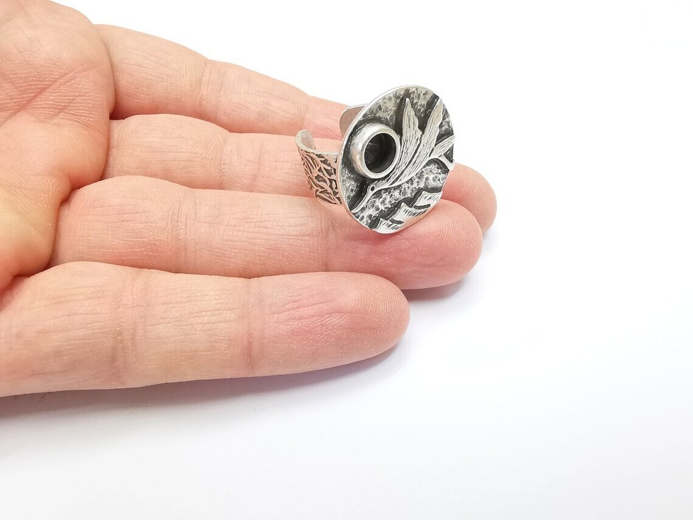 Bird Ring Blank Setting, Cabochon Mounting, Adjustable Resin Base, Inlay Ring