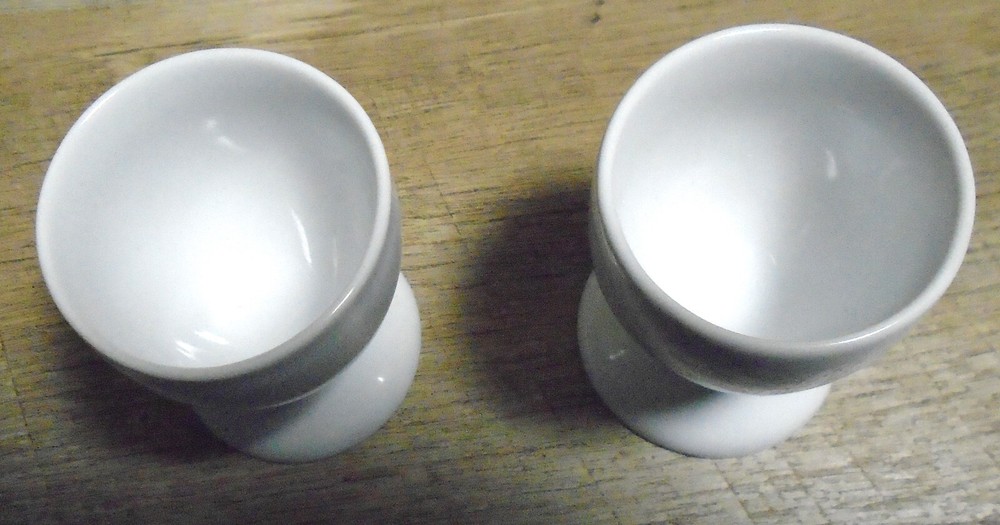 2 Egg Cups Solid White Porcelain Breakfast service Collectible Decor