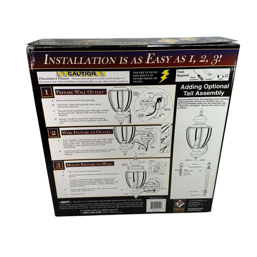 Vintage 1998 Prime Solid Brass Outdoor Lighting 2 Fixture Pack #4212-2 NOS!