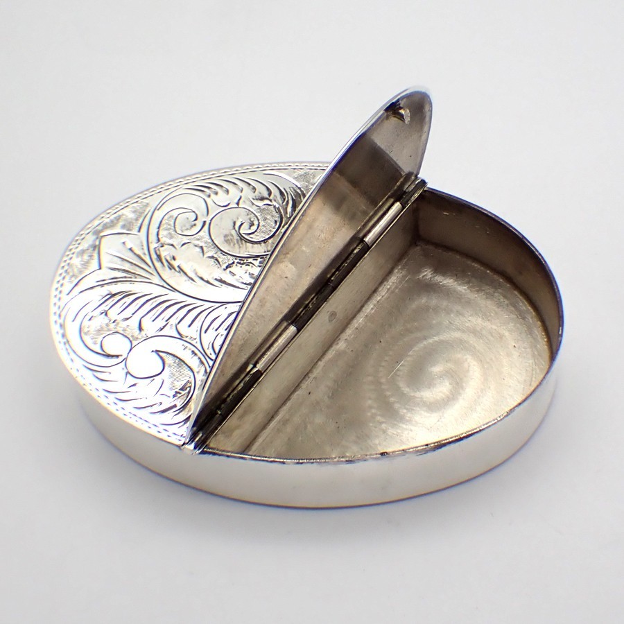 Oval Two Compartment Pill Box Sterling Silver