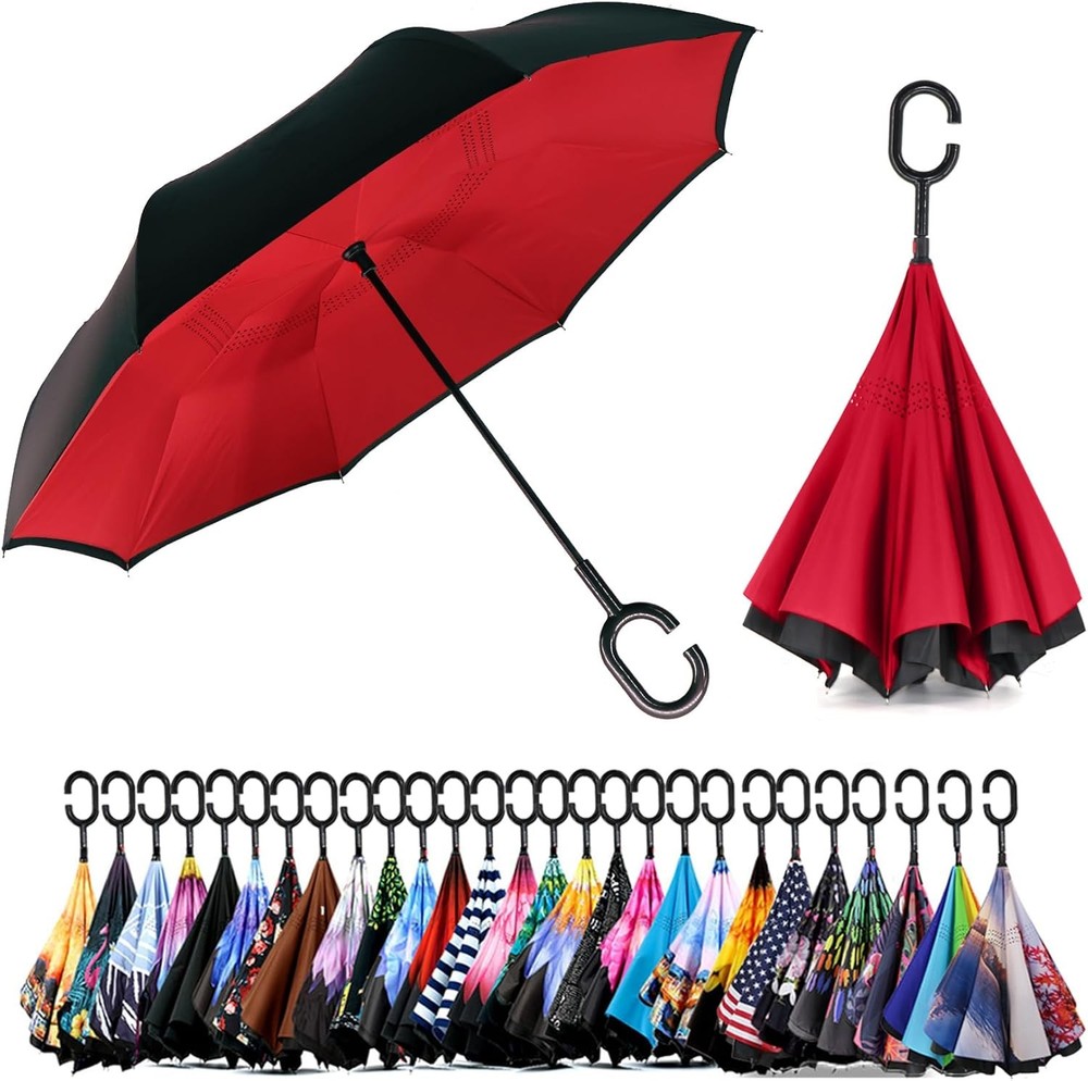 49/56 Inch Inverted Reverse Upside Down Umbrella Extra Large Double Canopy