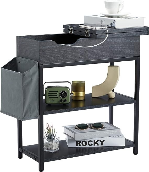 Ecoleben Nightstand Sofa Table with Charging Station