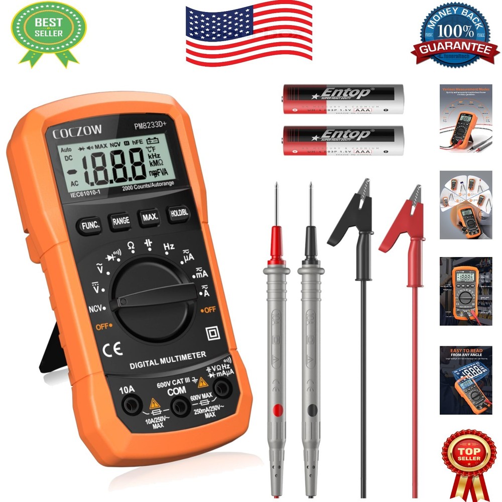 Compact Digital Multimeter Tester AC/DC Voltage, Current & Resistance Checker