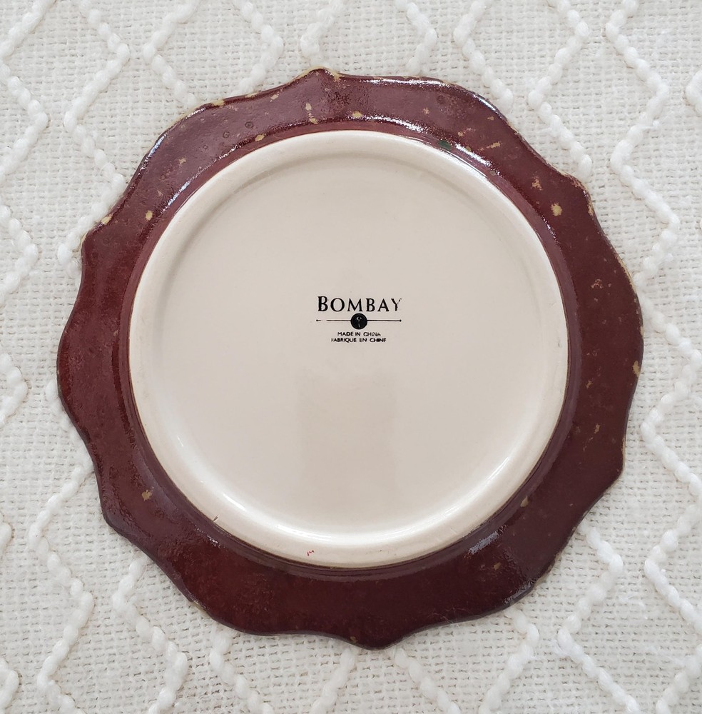 BOMBAY CO-DINNERWARE-DINNER PLATE, SALAD PLATE & BOWL-BURGUNDY-3 PIECE SET