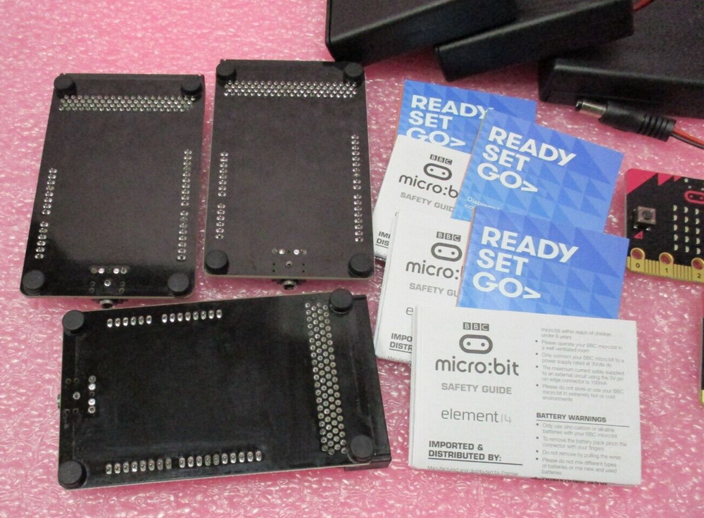 3x BBC micro:bit v1 Go Start Kit w/Microbit, AdapterBoard, Battery Pack & Guide
