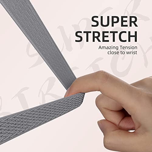6 Pack Stretchy Solo Loop Bands for Fitbit Charge 5/6 - Soft Adjustable Nylon Wr