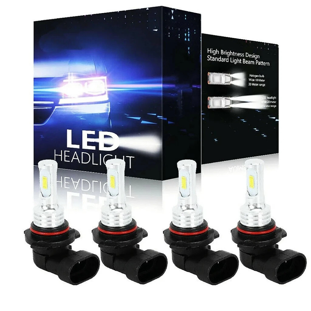 9005 LED Headlight KIT Combo Bulbs 10000K High Low Beam Super Bright WhiteB