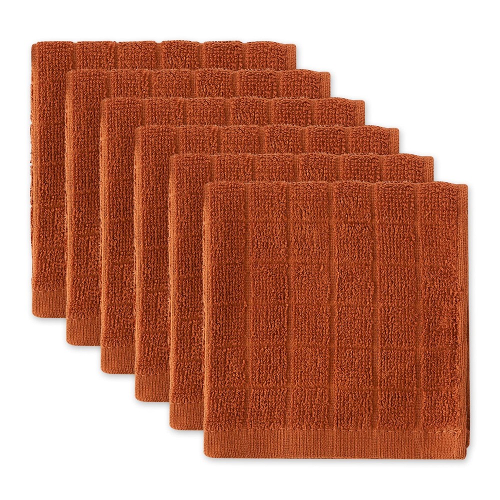 DII Basic Terry Solid Windowpane Dishcloths 12x12 – Cinnamon, Set of 6