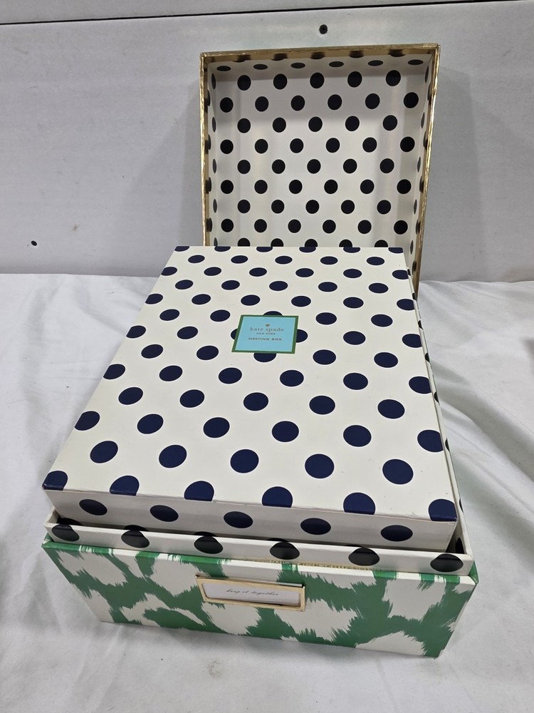 Kate Spade Nesting Boxes Poke A Dot And Green/white- Size Small And Medium