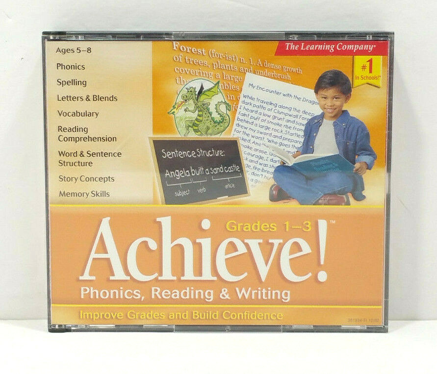Achieve! Phonics Reading Writing Grades 1-3 Age 5 - 8 Learning Company Software