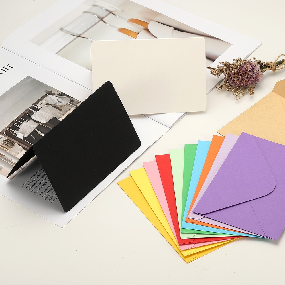 20 Set 4 x 6" Blank Multicolor Half Fold Card and Envelopes, Multicolor