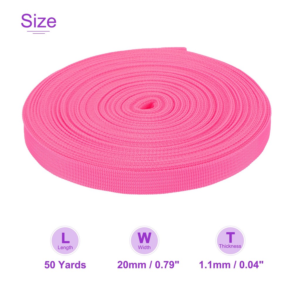 50Yard x 3/4" Width Nylon Webbing Strap Poly Flat Webbing Strapping Rose Pink