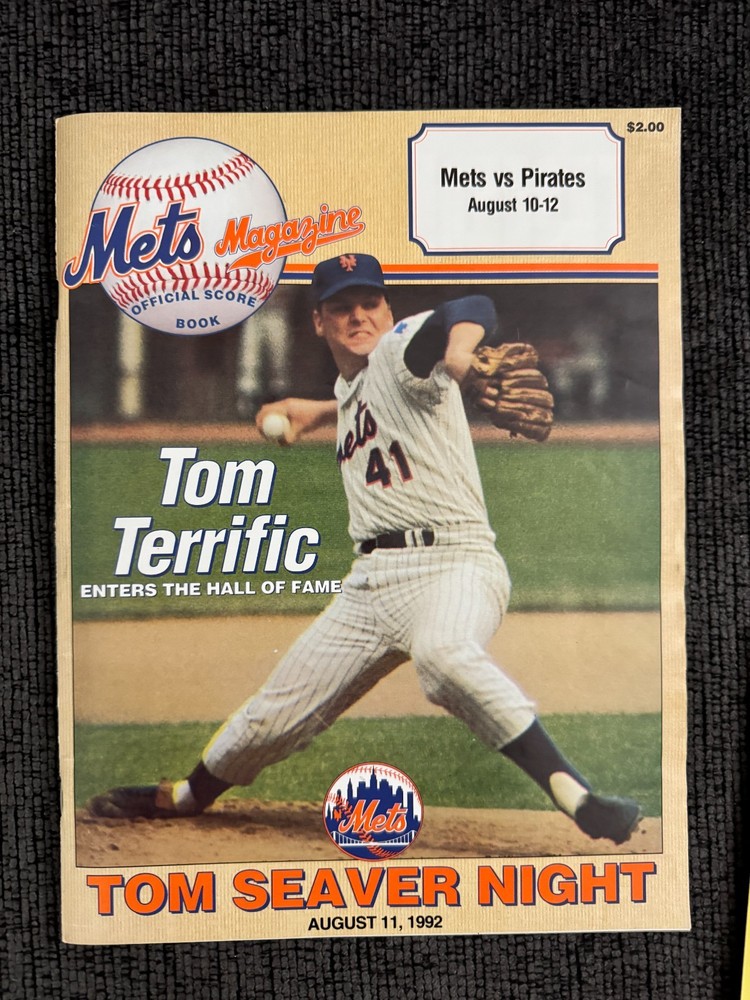 TOM SEAVER NIGHT 1992 PROGRAM 8/11/92 METS W/ EXTRA ITEMS