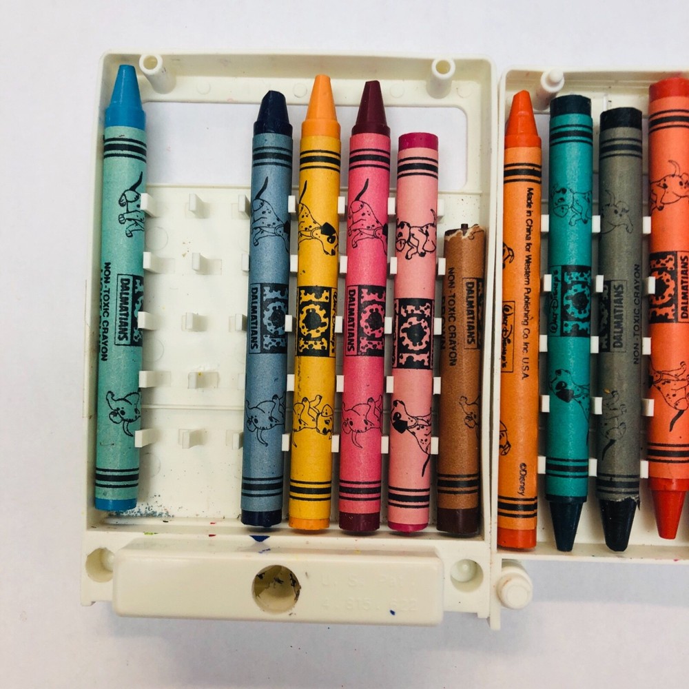 Vintage Disney 101 Dalmatians Crayons w/ Sharpener *Some Missing READ* BIN J