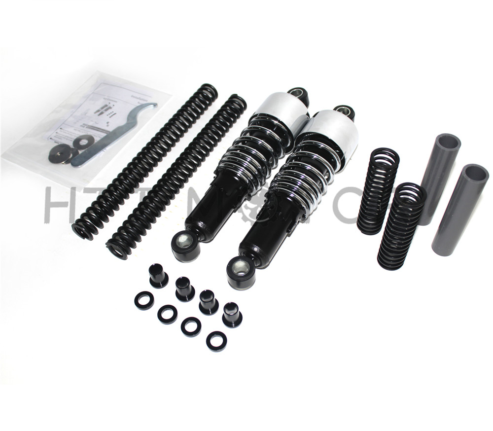 Chrome Slammer Lowering Kit Fork Spring Shock Absorber For Harley Dyna FXD 91-05