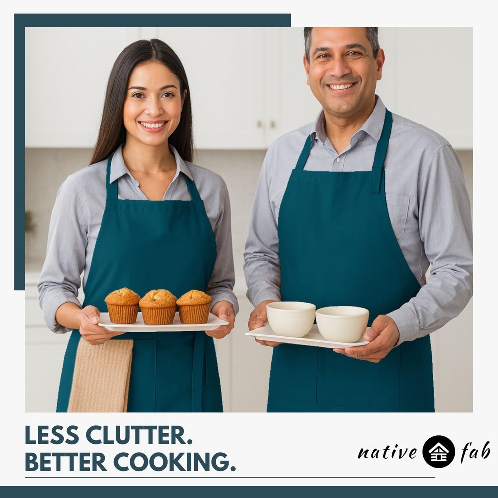 Kitchen Apron 2 Pack 100 Cotton Adjustable Pockets Cooking Grilling