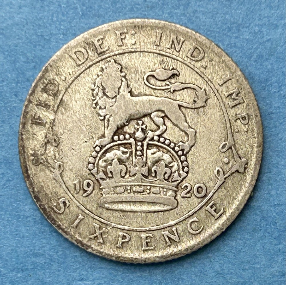 1920 Great Britain (UK) 6 Pence Silver Coin