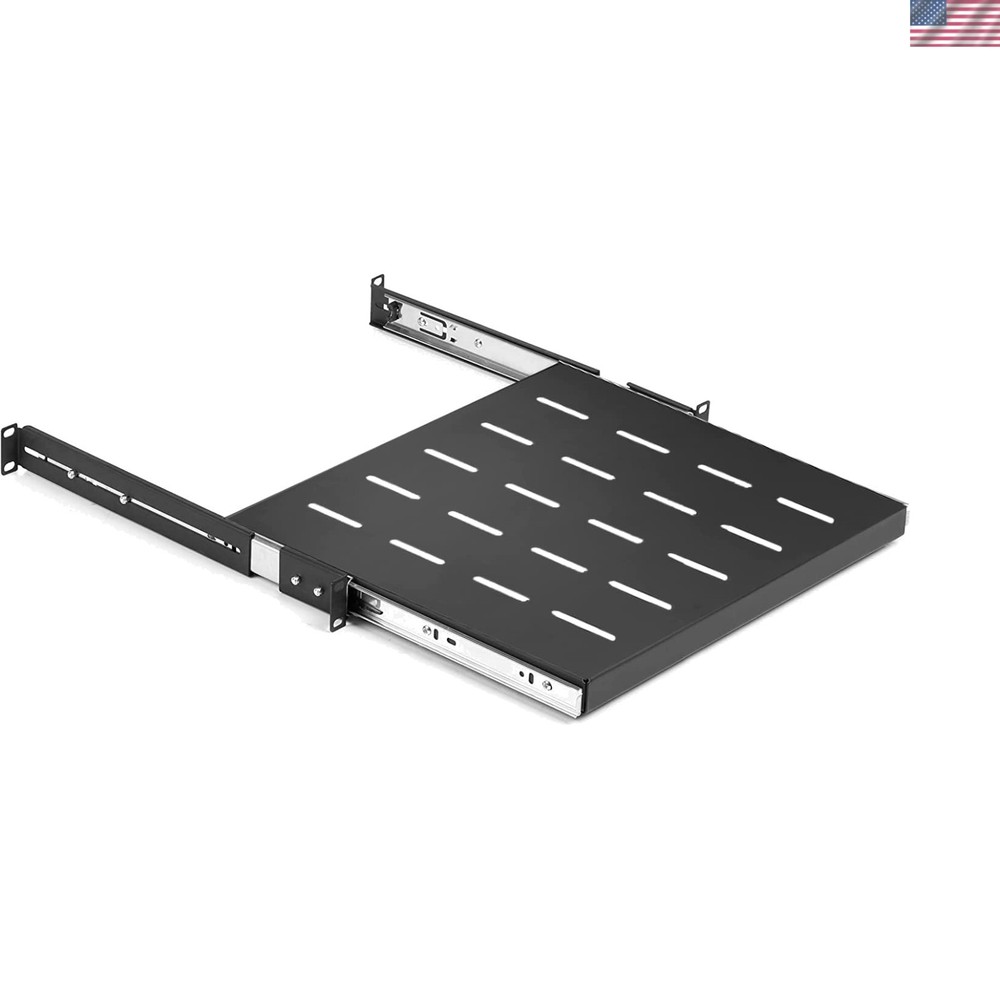19" Adjustable Depth 1U Sliding Rack Shelf - Perfect for Server Storage Needs