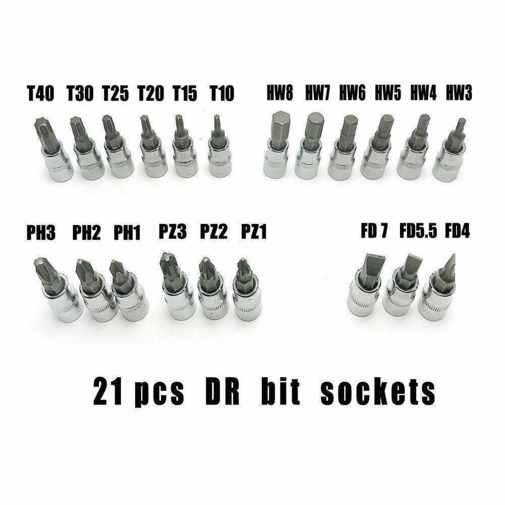 46-Pieces Ratchet Spanner Wrench Socket Set 1/4" Screwdriver Bits Hand Tool Kit
