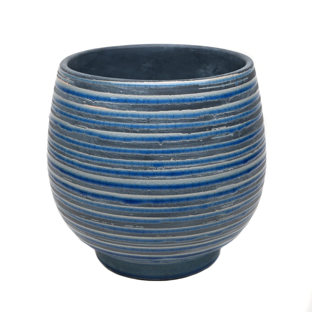 12 in Ceramic Lynlee Planter Blue