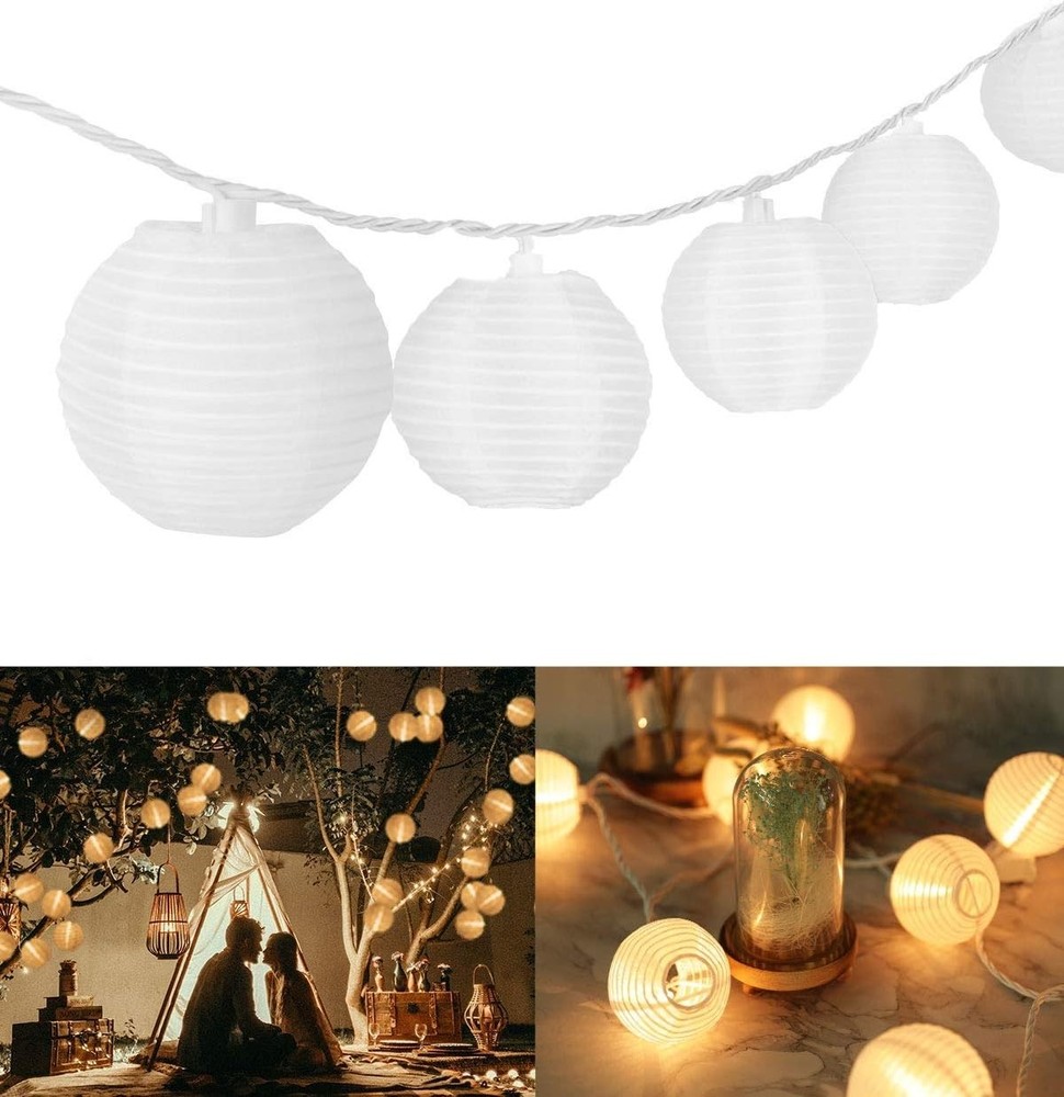 Mini Lantern Lights String Outdoor, 3 Inch Globe Lantern String Lights for Be...