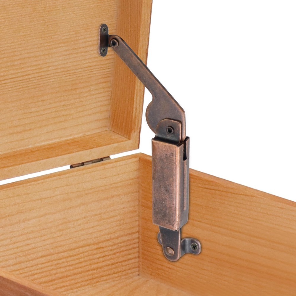 Spring Lid Support Box Lid Stay Support Iron Hinge Support Left+Right with Sc...