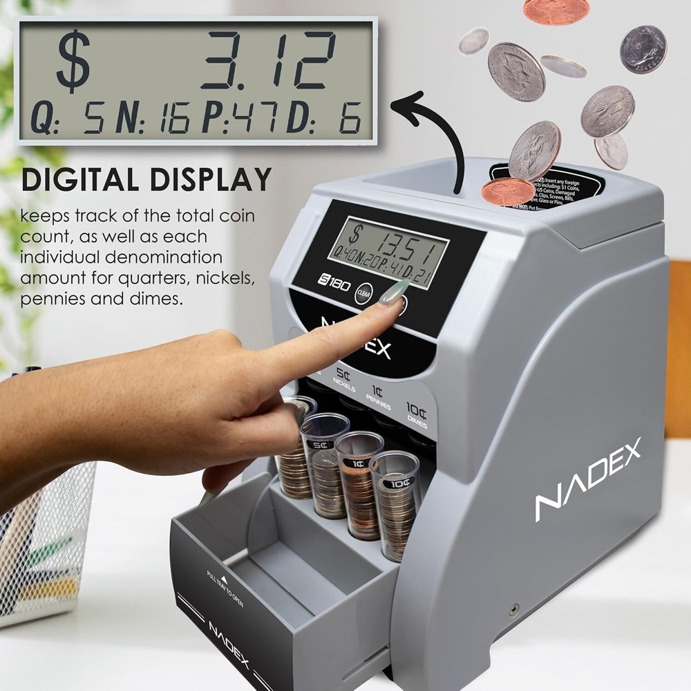 Digital Coin Counter, Sorter, Wrapper S180 Automatic Sorts and Counts