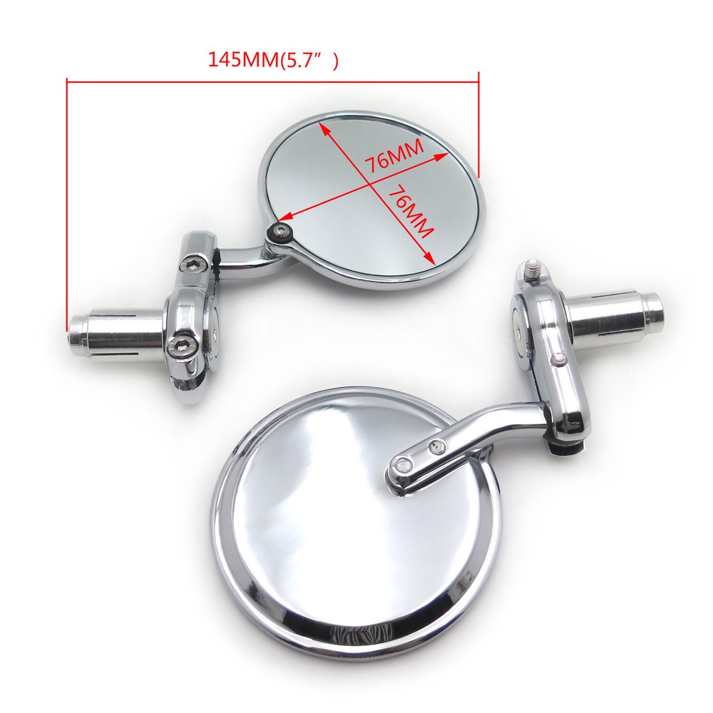 Chrome Foldable Universal Motorcycle Round 1" 25 mm Handle Bar End Side Mirrors