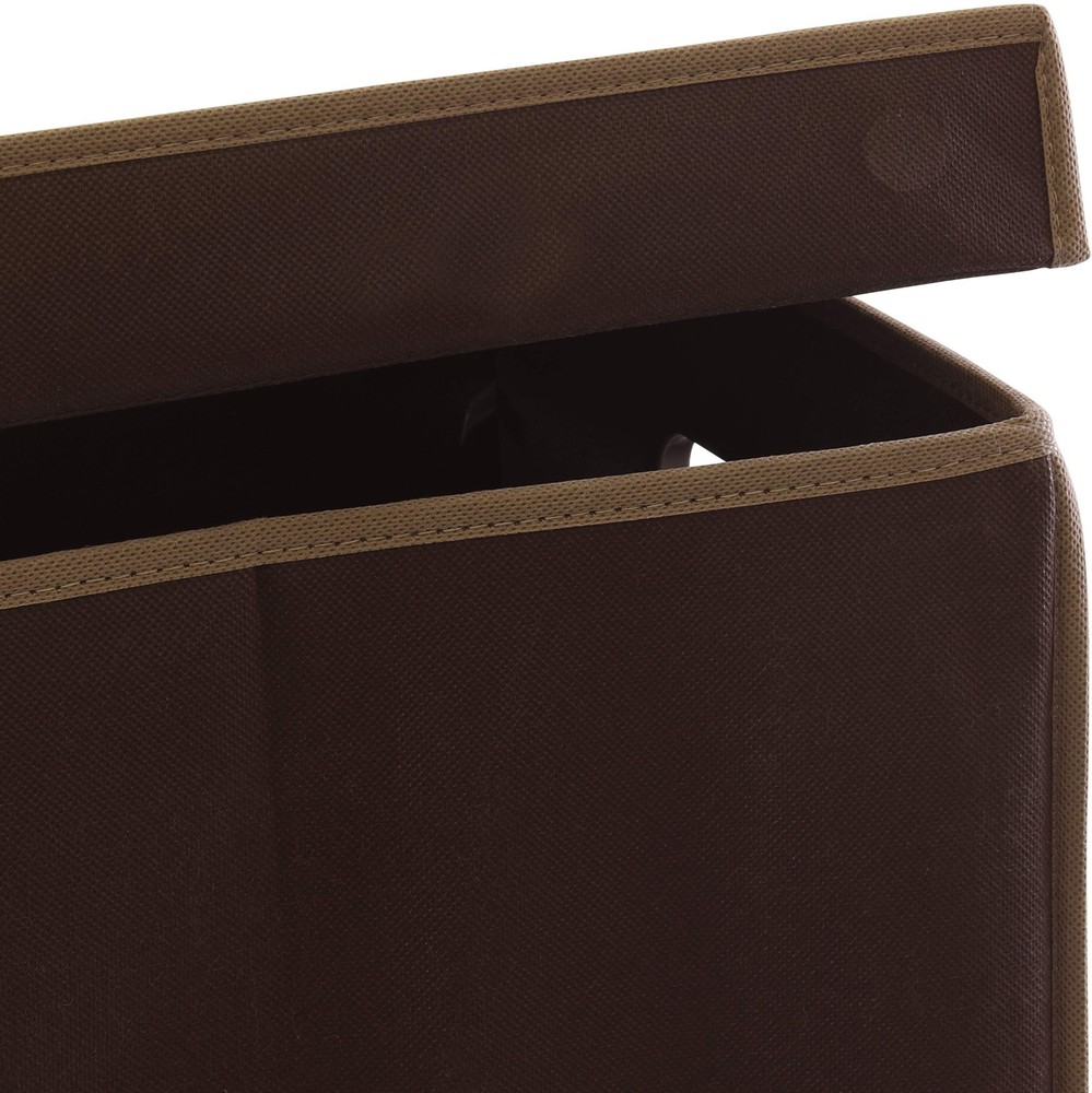Foldable Laundry Hamper Basket with Lid, Brown