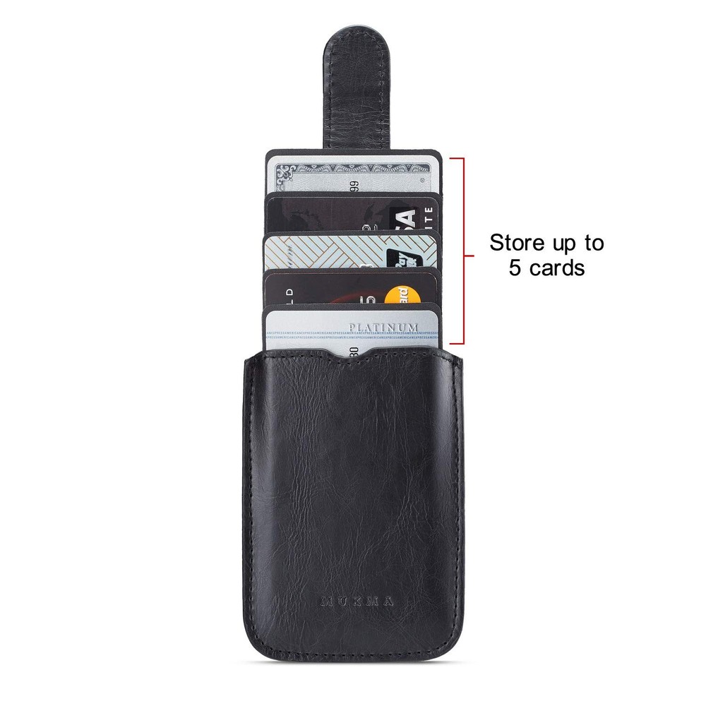 Phone Card Holder RFID Blocking Sleeve, Pu Leather Back Wallet Black
