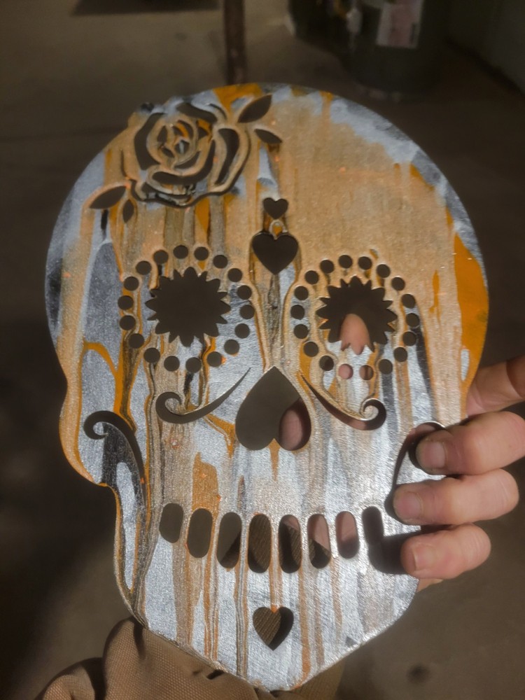 Wooden Dual Sided Painted Skull...